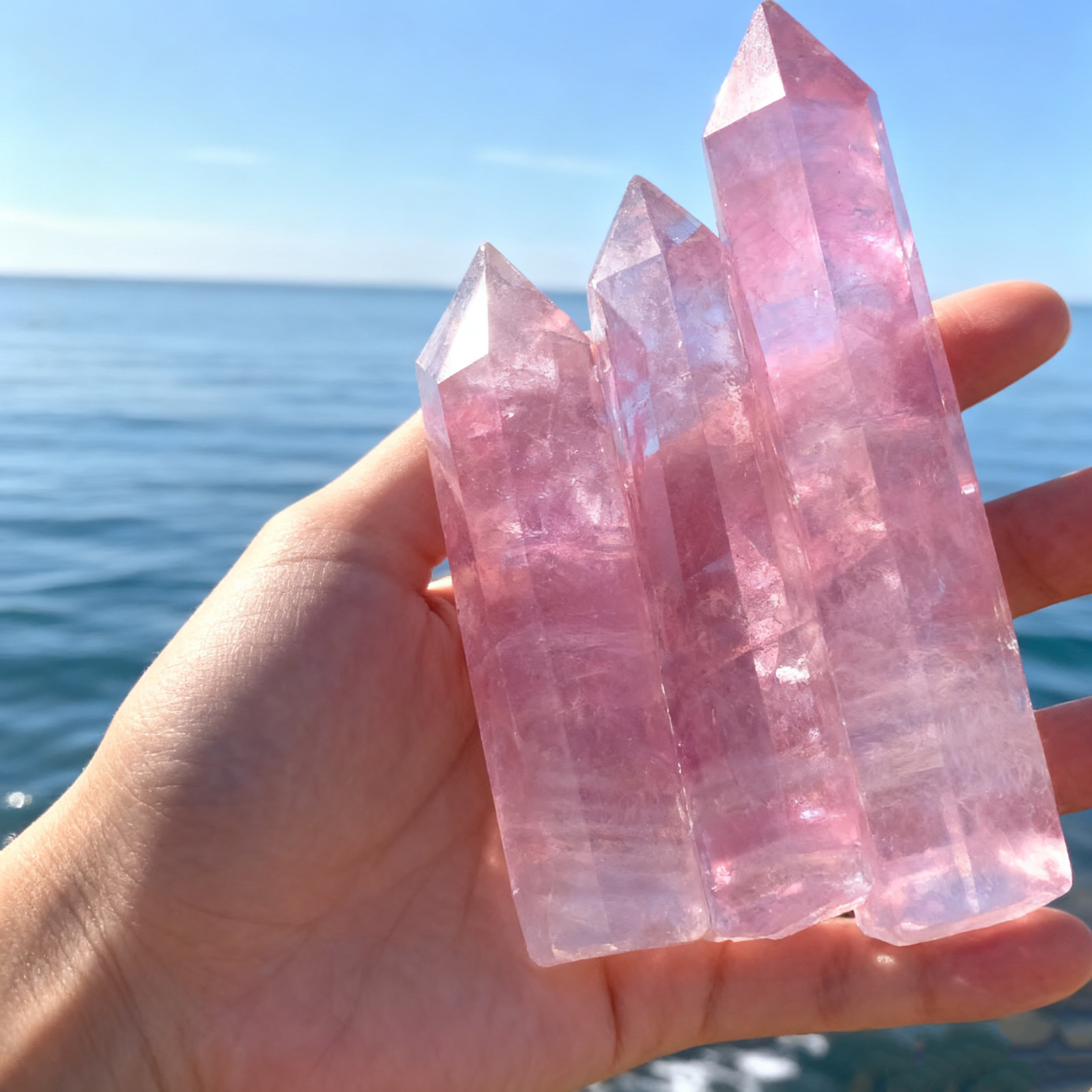 Rose Quartz Crystal Point Tower Genuine Pink Stone Obelisk For Love Self-Care 3″