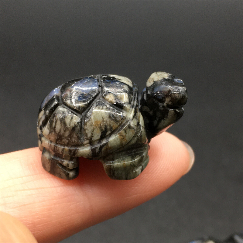 4pcs Natural Llanite Quartz Crystal Hand Carved Tortoise Skull Reiki Healing
