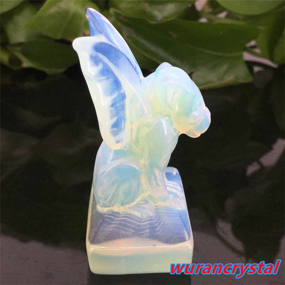 1pc Opalite Quartz Gargoyles Angel Skull point Crystal Carved Skull Healing Gem