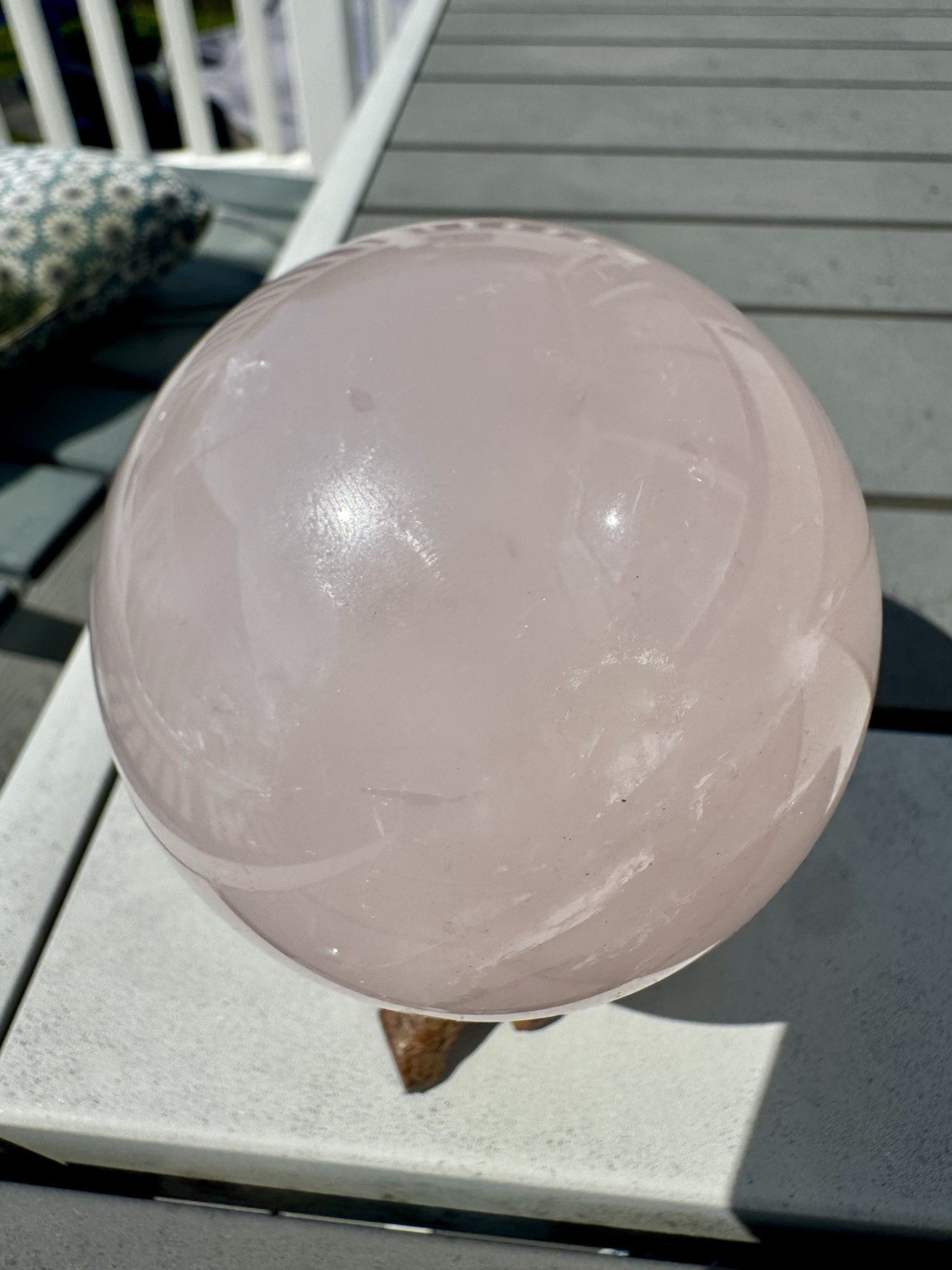 Big Over 3 Inches rose Quartz Sphere With Rainbows.