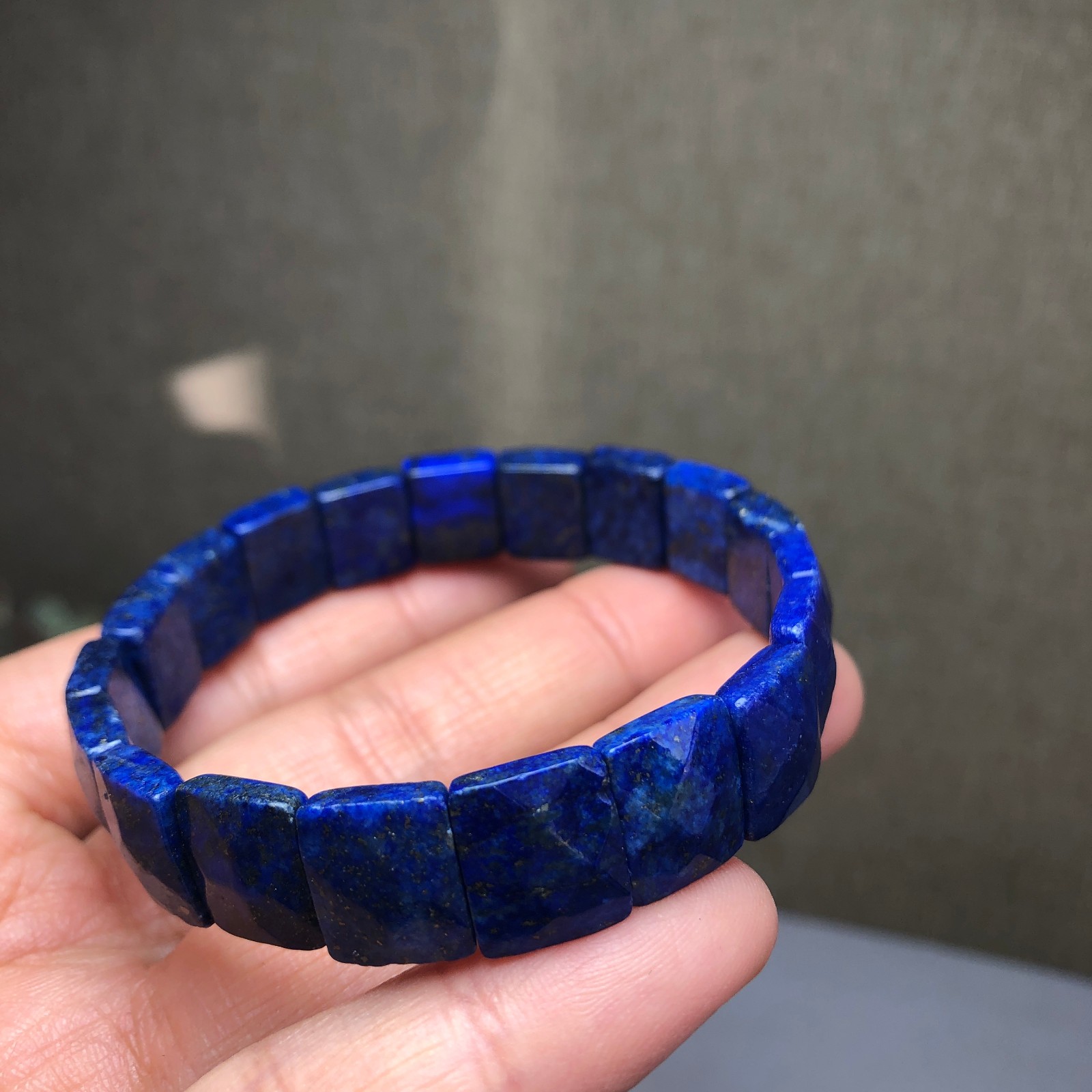 Rare Natural lapis lazuli Crystal Quartz chain aspect beads bracelet 25g A3113