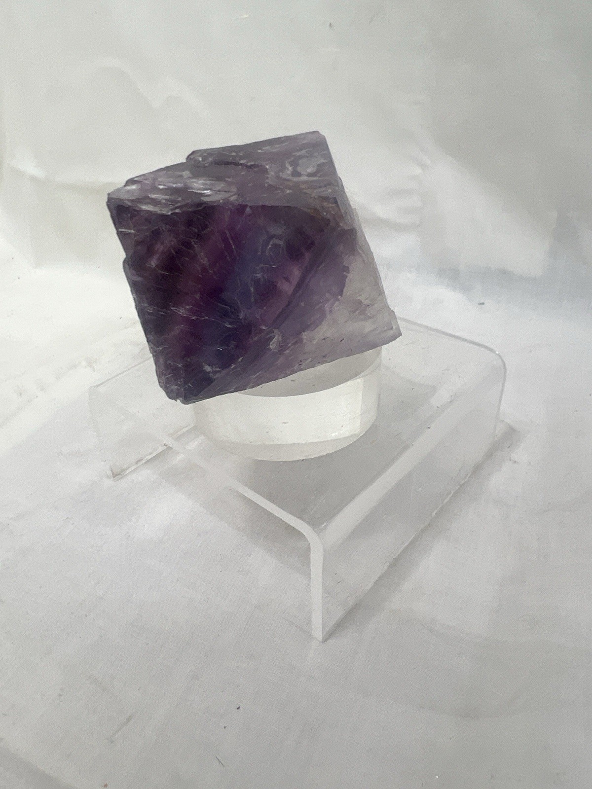 Natural Purple Fluorite Octahedron Quartz Crystal Point Healing – 282g RARE