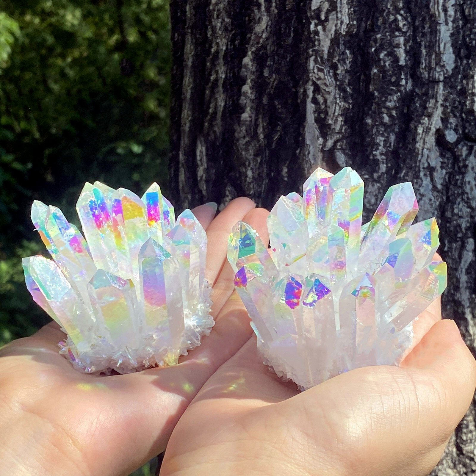 Glowing Large Angel Aura Clear Quartz Cluster Healing Crystal Mineral 251-300G