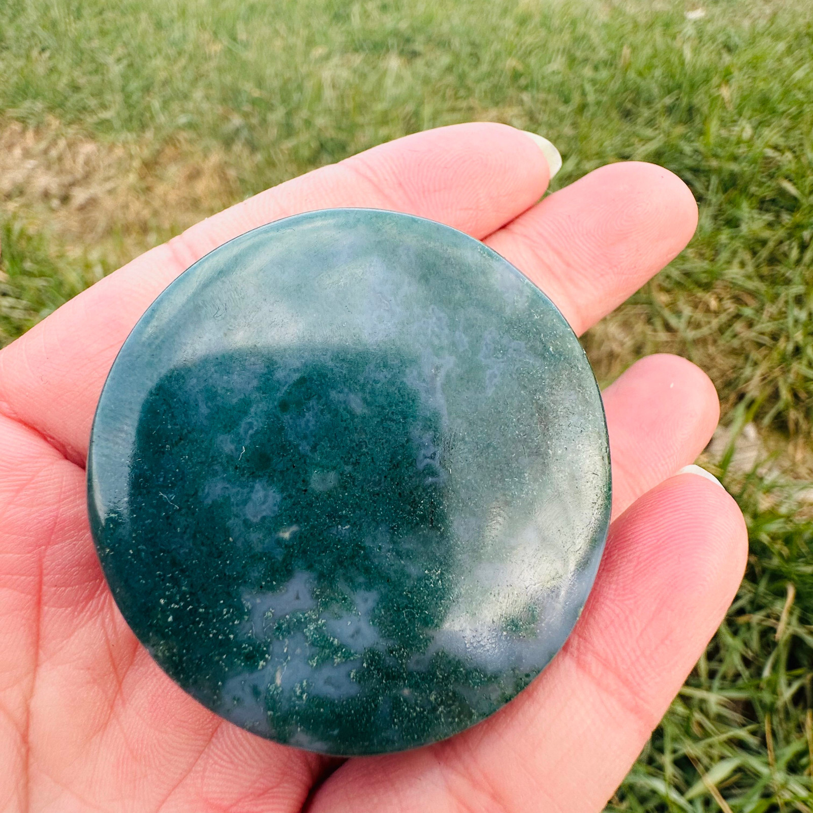 Natural Ocean Grass Agate Moon and Sun Quartz Skull Crystal Reiki Healing 1PC