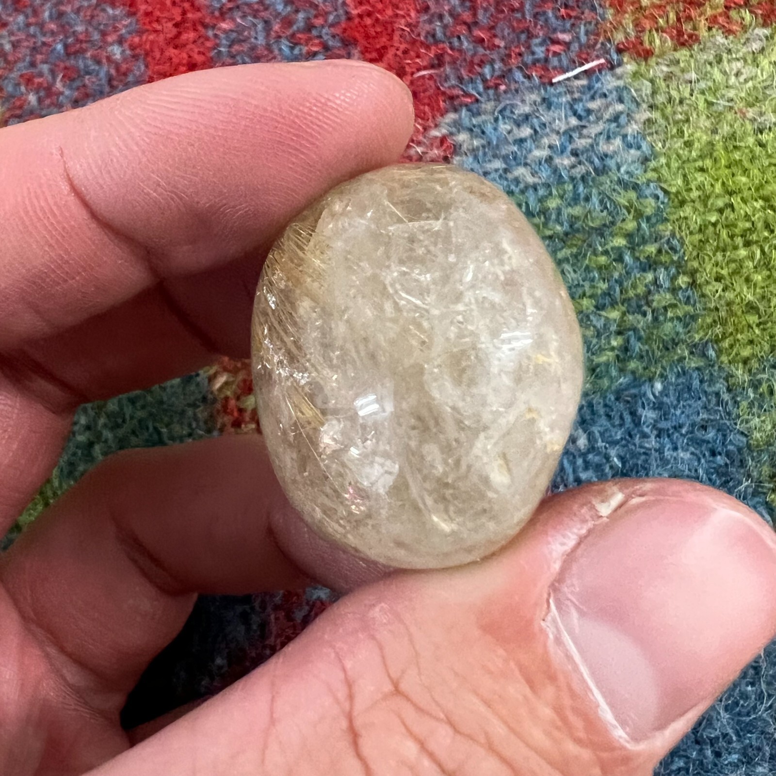 Rutilated Quartz Crystal Gemstone Clear Gold & Silver Strand Sphere 21 Grams