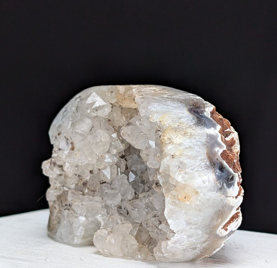 Quartz Skull Carving Druzy Geode Half Face Large Crystal Chakra Gemstone
