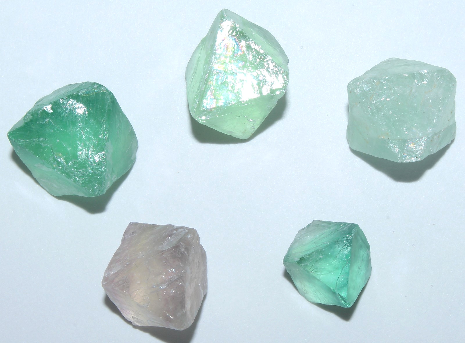5 AAA Mexican Fluorite Octahedrons / Multi-Color / 38 grams / 3779