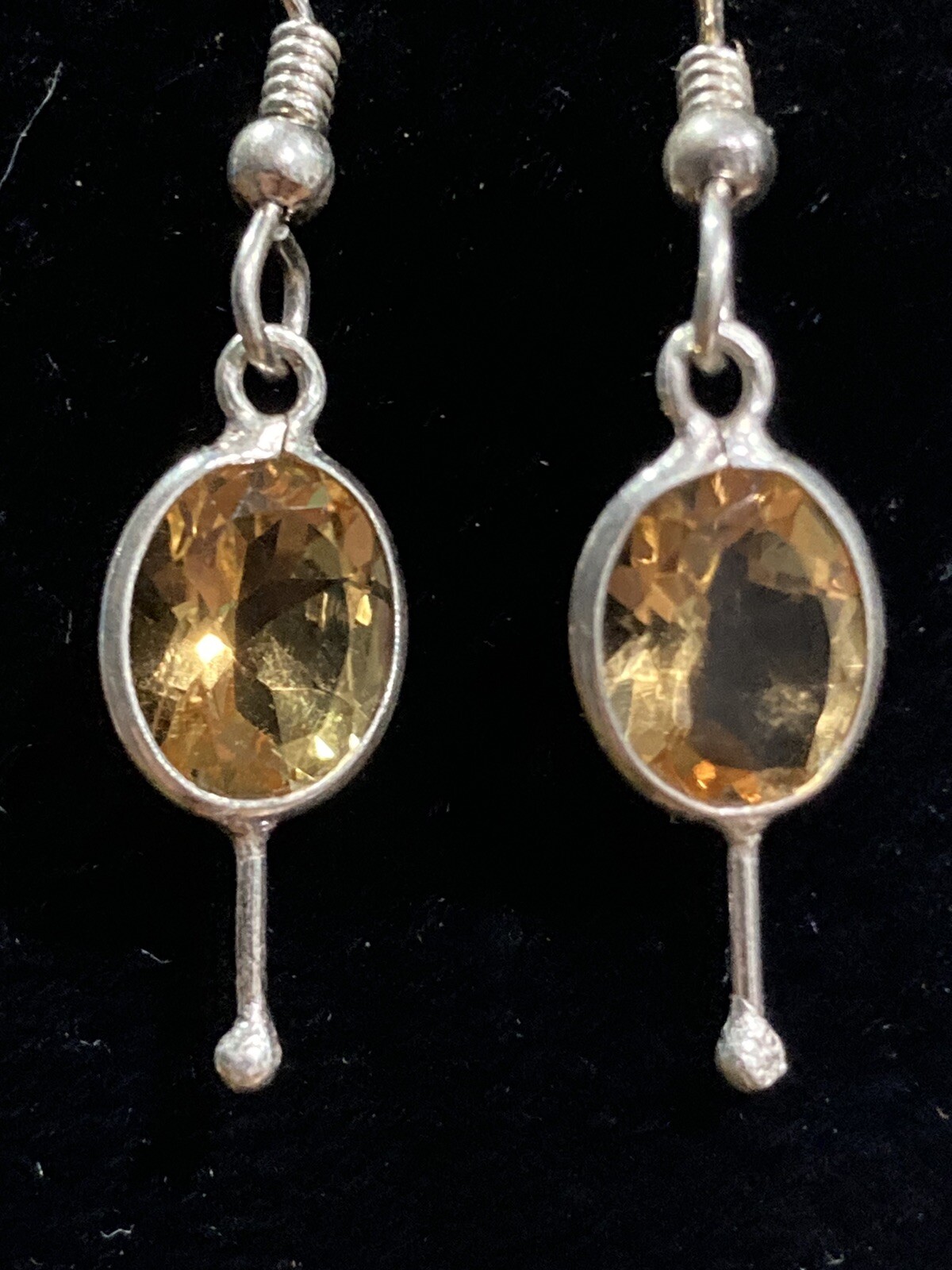 Sterling Silver Topaz Earrings -Artisan 1.8 Gr Bezel Golden Yellow 925 light