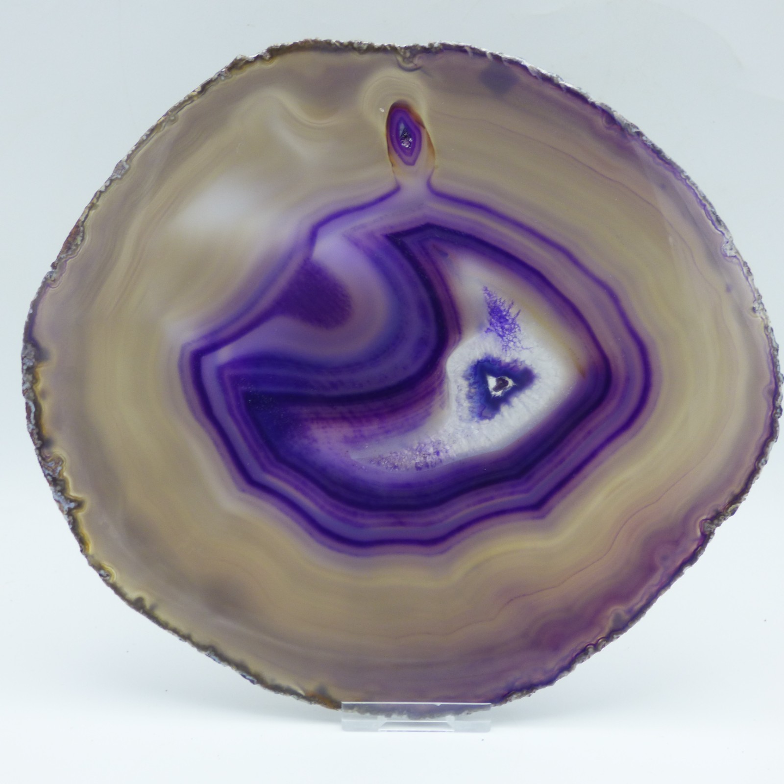 Large Agate Crystal Slice Purple Banded Candle Night/ Tea Light Stand Holder