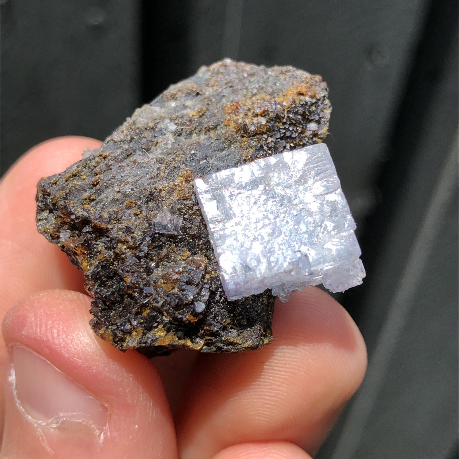 3.5cm Blue Fluorite on Sphalerite from Annabel Lee Mine, Illinois, USA