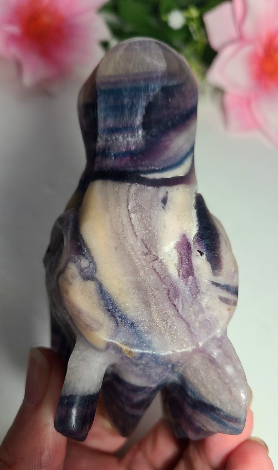 Large 5″ 303g Silky Fluorite Dragon Head Skull Crystal Stone Carving Statue