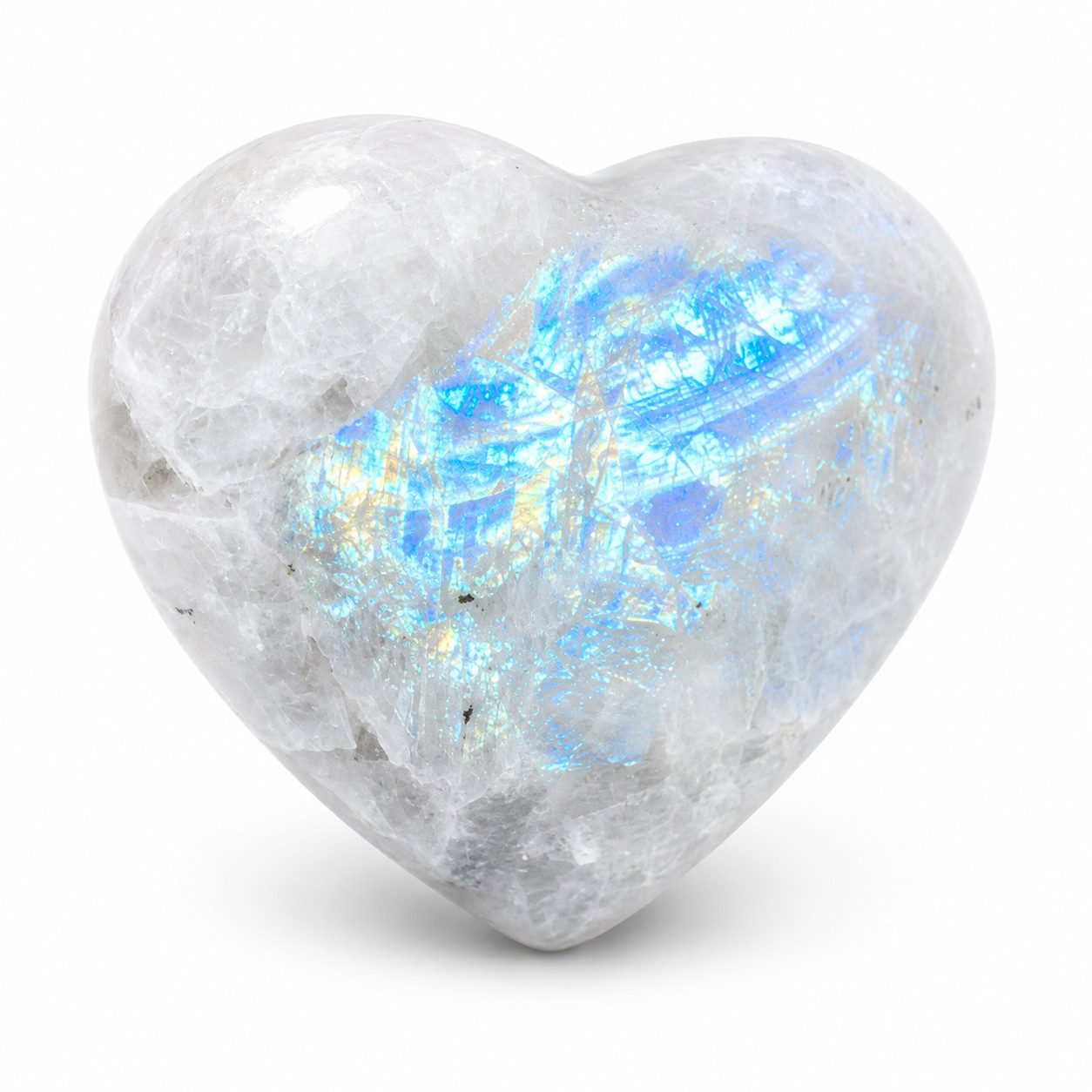 Natural Rainbow Moonstone Heart 35g Blue Flash Crystal Healing Reiki Gift
