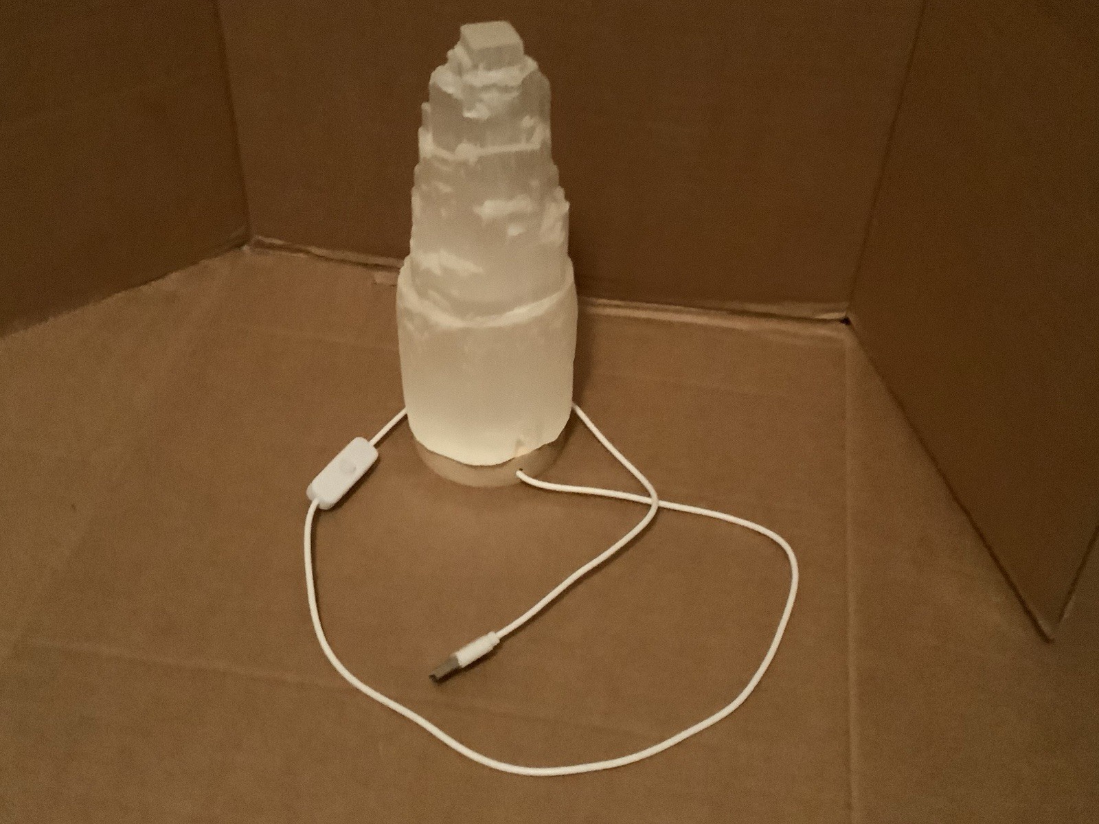 Selenite Lamp, Selenite Crystal Lamp, Selenite Tower Skyscraper Lamp, 8″ (20 cm)