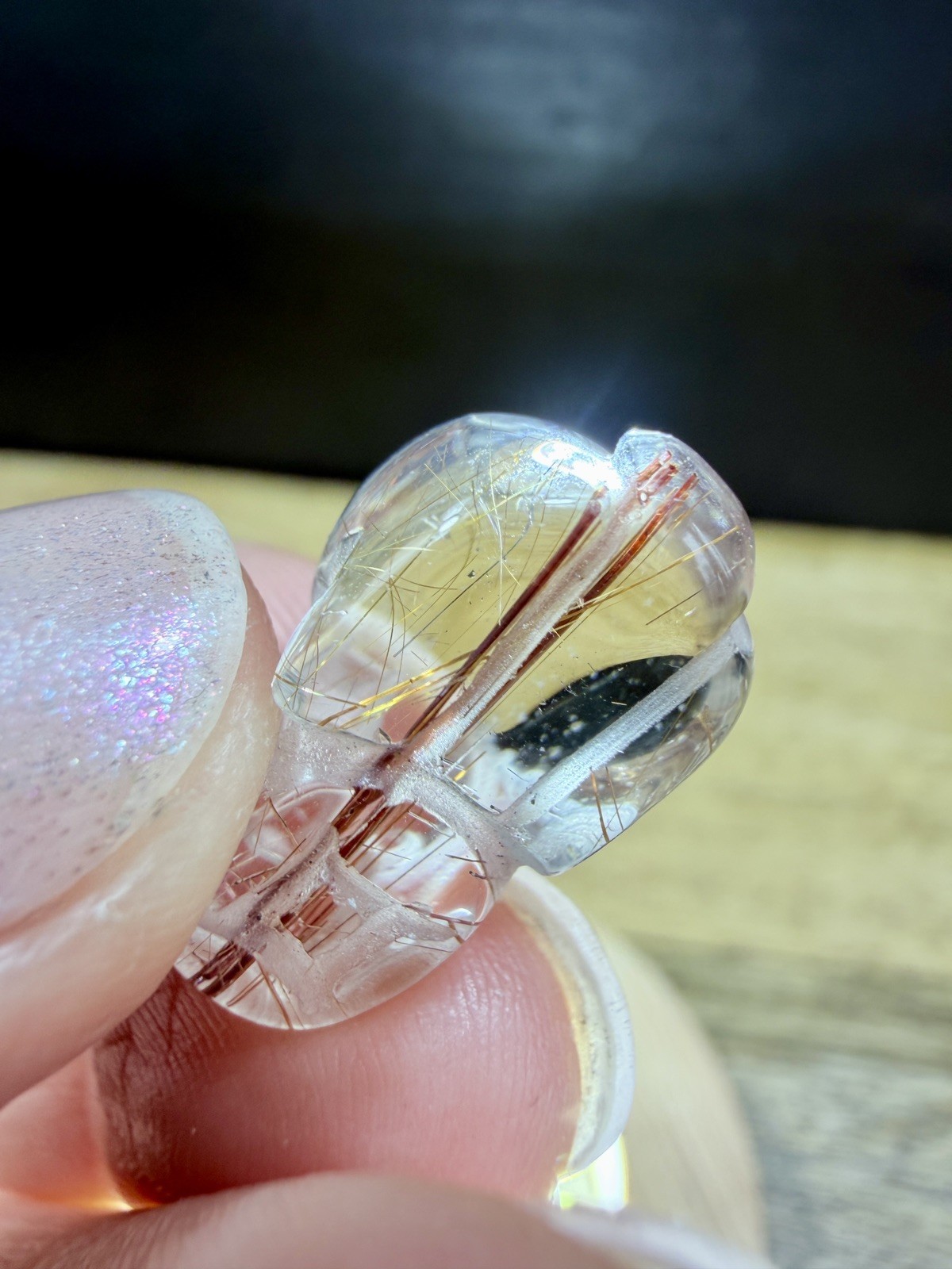 Crystal Golden Rutile Quartz Tiny Pixiu Carving Chinese Feng shui collect Mini
