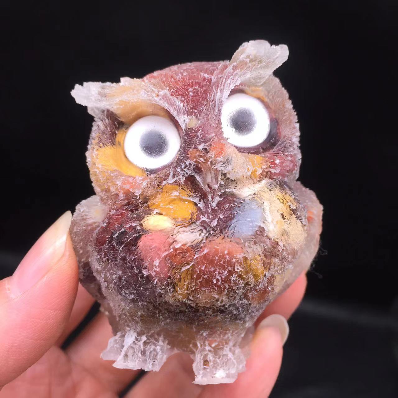 Natural Mookaite Quartz Crystal Tumbled Stone Resin Owl Healing Decorate 1pc