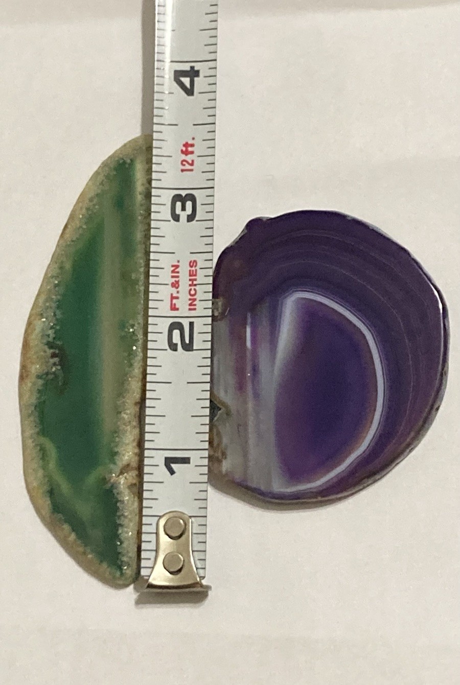 Set Of 2 Natural Quartz Agate Crystal Geode Druzy Cut Slice Gemstones 29G & 20G