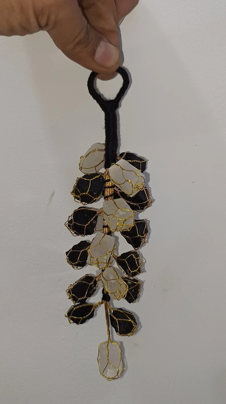 Black Tourmaline Wall Hanging Selenite Crystal Car Door Decor Protection Charm