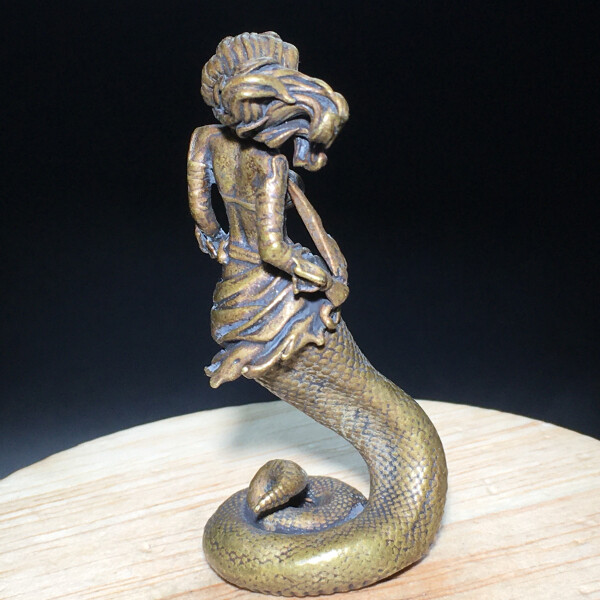52g Ancient Chinese Handcrafted.Brass Exquisite.Perfect Medusa sculpture.gift