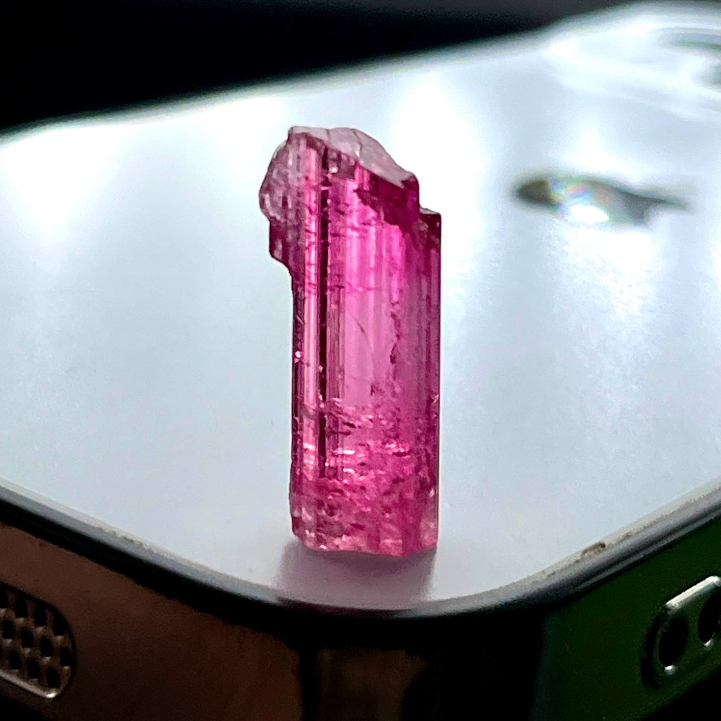 Natural Vivid Pink Tourmaline Rough Crystal 10 Ct Pencil Specimen | Rubellite