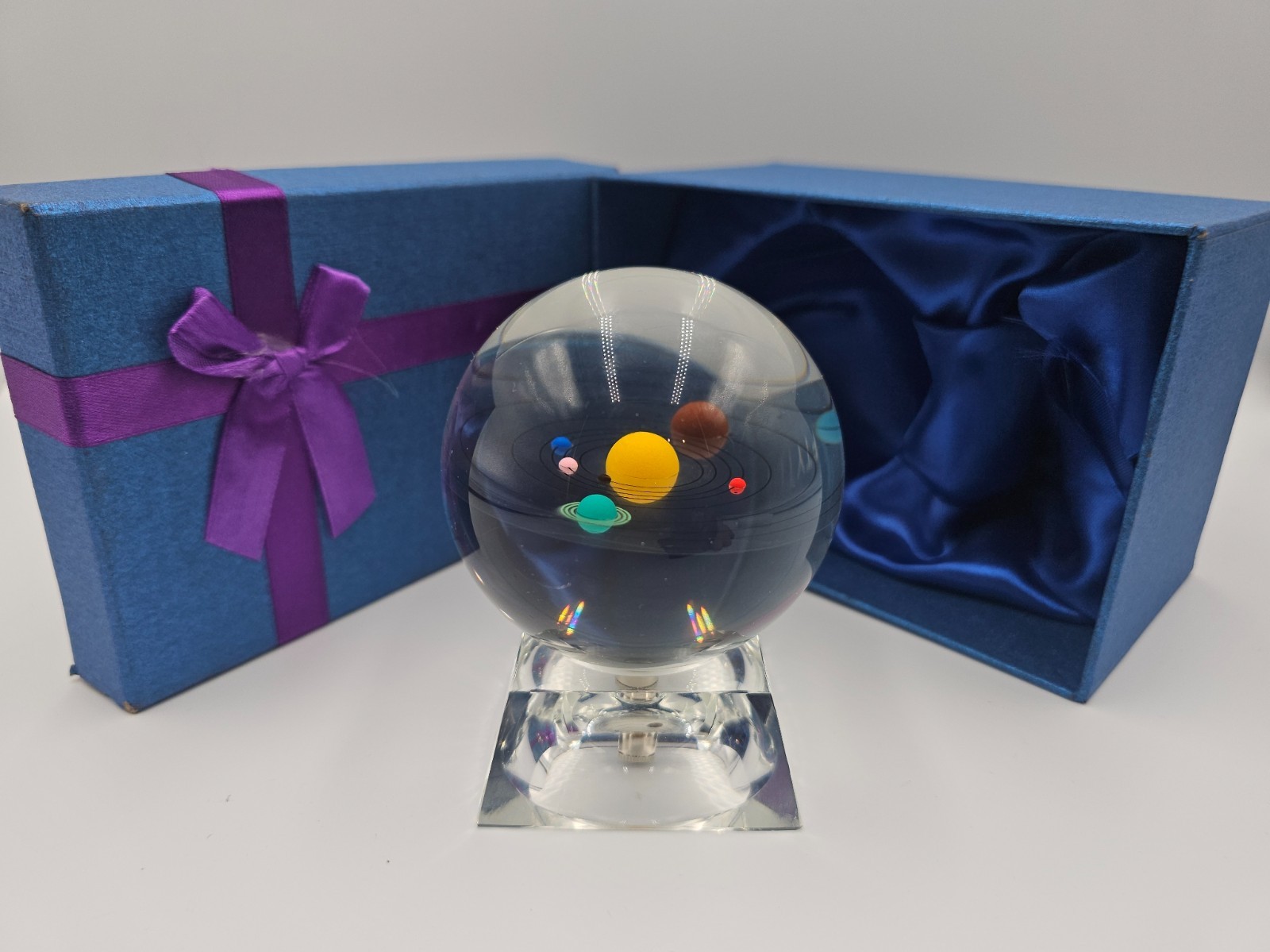 FTYTEK 80mm Solar System Crystal Ball 3D Planets Glass Sphere Ornament Gift Box