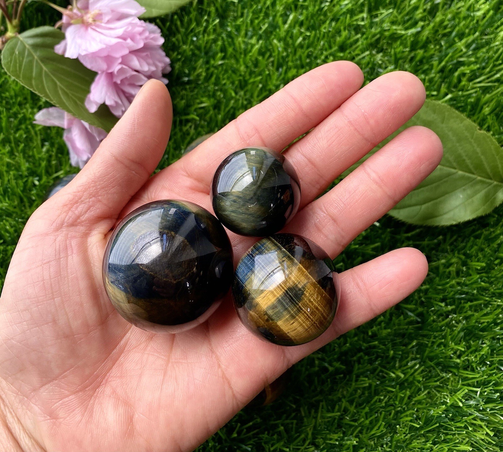 Wholesale Lot 1 Lb Natural Blue Tiger Eye Spheres Crystal Ball Energy Healing