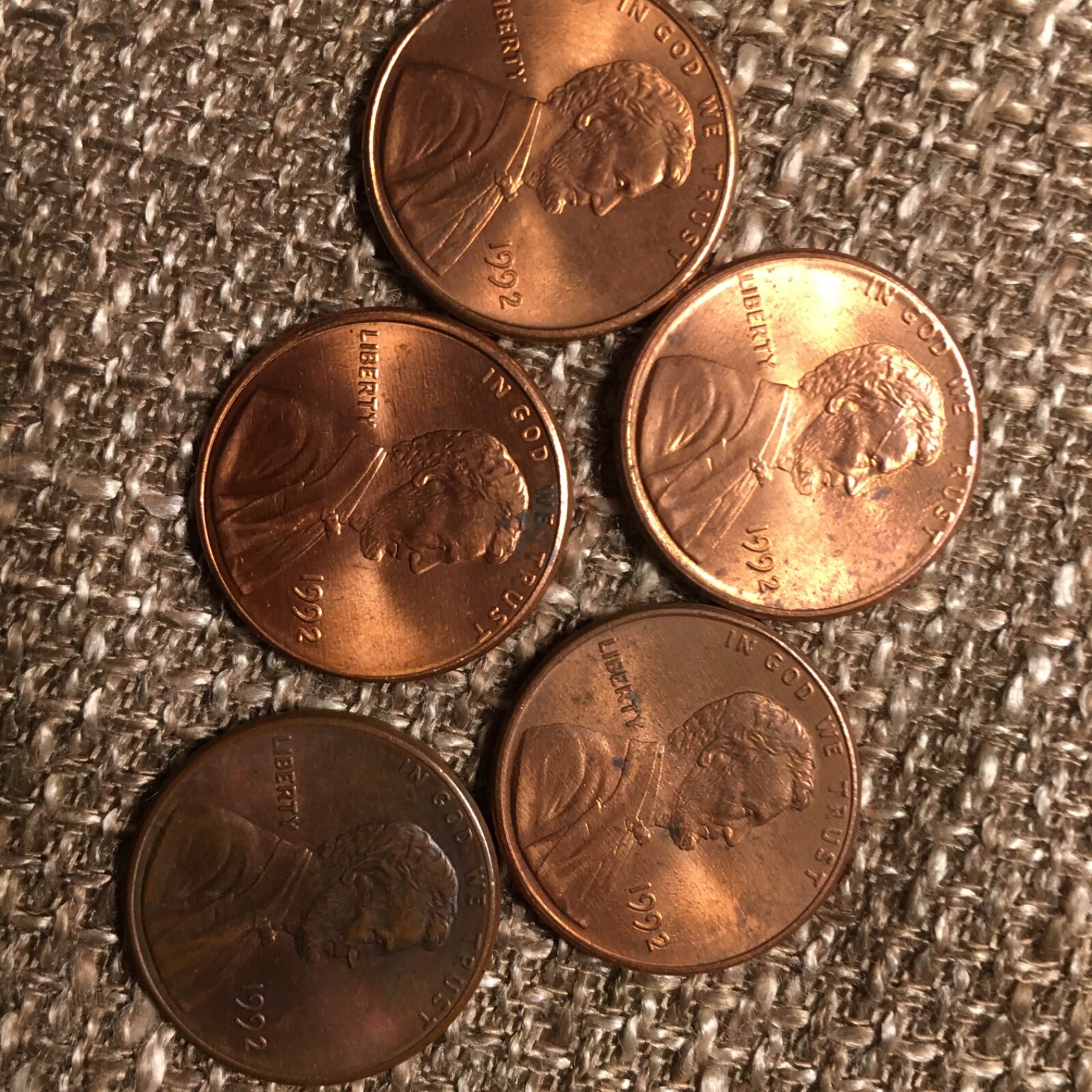 1992 penny close am no mint mark