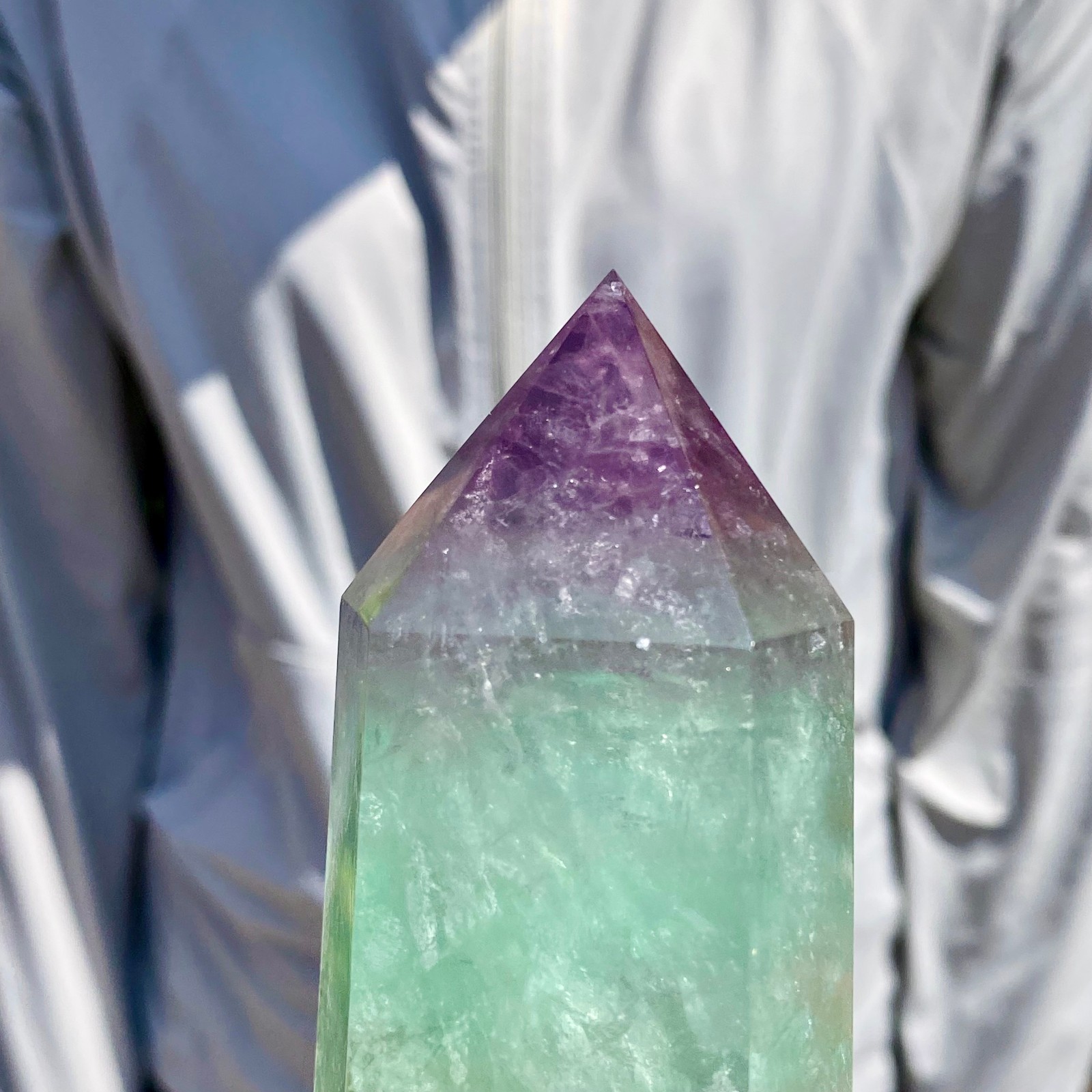 1.92LB Large Natural colored fluorite crystal column obelisk healing specimen