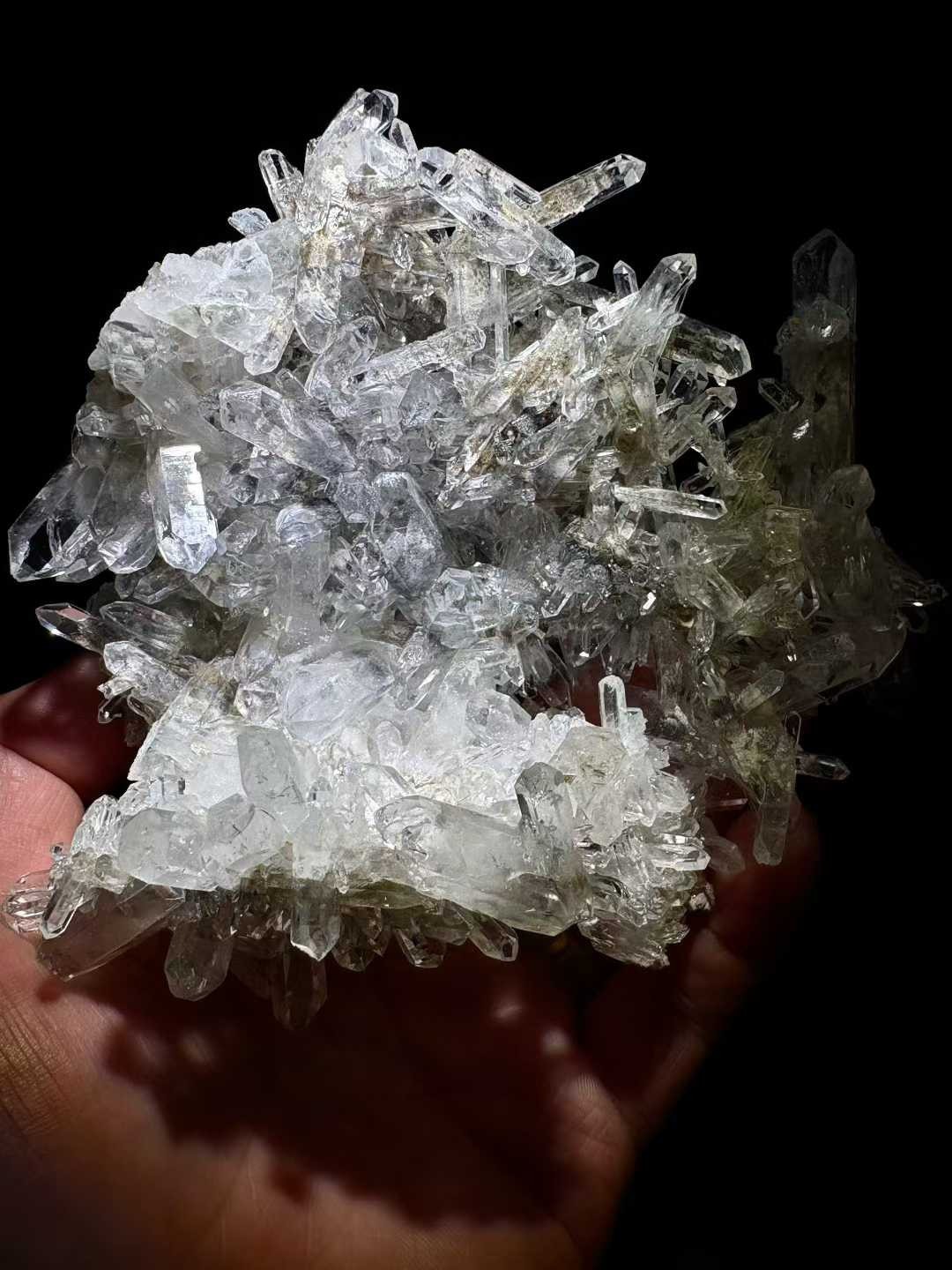 Natural White Quartz Cluster Blue Ghost Crystal Energy Mineral Reiki Decor