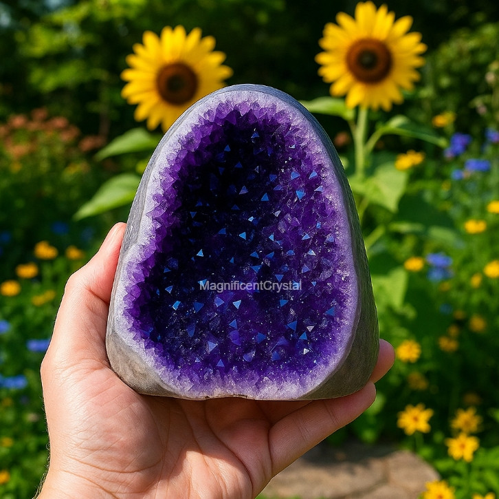 Amethyst Geode Cluster Purple Phantom Quartz Crystal Healing Reiki Art Decor
