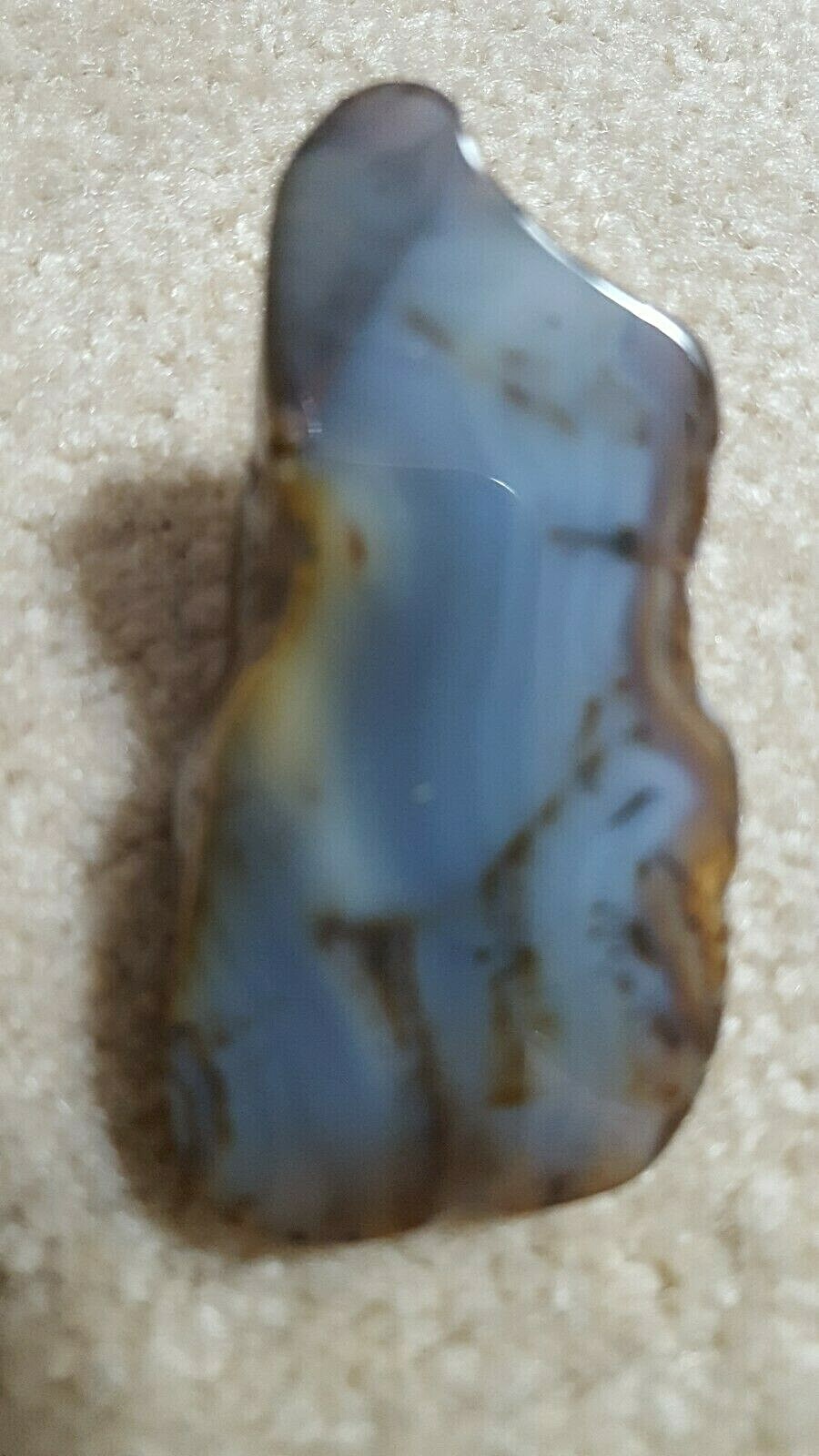 Natural Brazilian Blue and Brown Agate, Cut in Half & Completely Polished