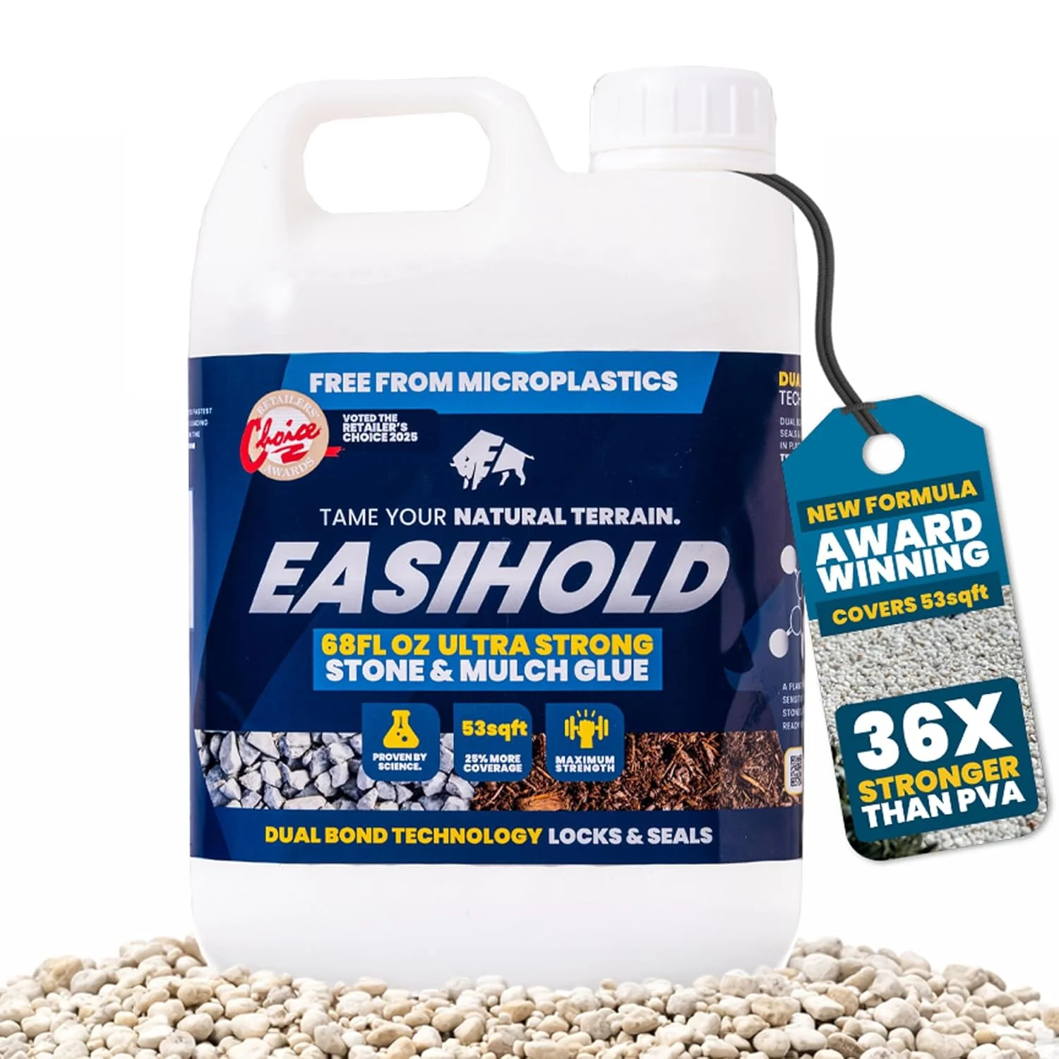Easihold Rock Glue – Gravel Binder for Pea Gravel & Stones. Long-Lasting Mulch G