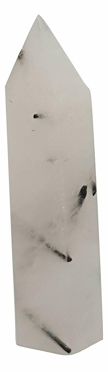 Rutilated Black Tourmaline Quartz Gemstone Point 78 x 25 x 20mm Approx 50g gt11a