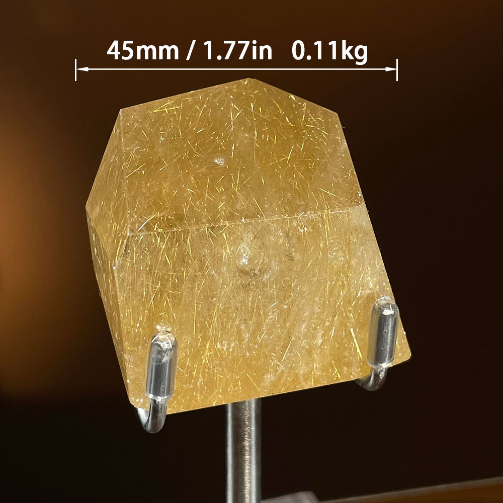 AAA+ Golden Rutilated Quartz Freeform on Stand | High Grade Gold Rutile Specimen