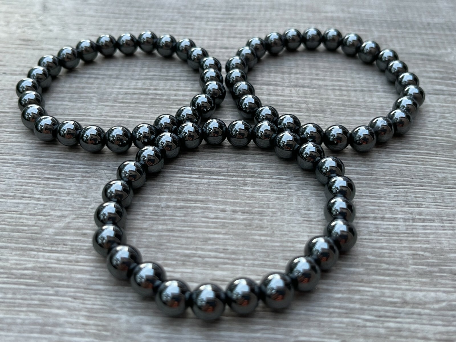 Grade A++ Hematite Crystal Bead Bracelet 8mm, Genuine Hematite Gemstone Bracelet