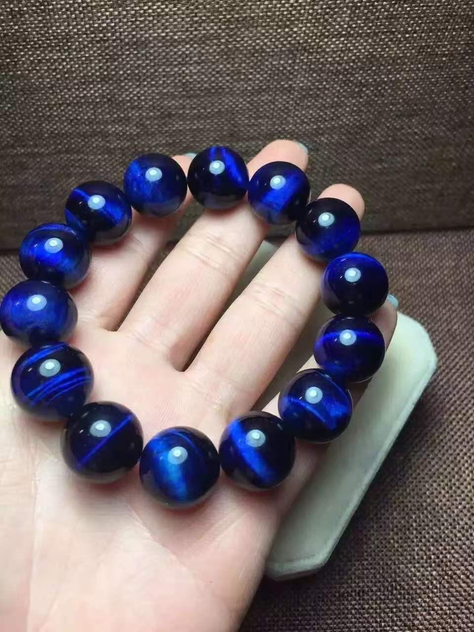 Rare Natural Blue Dual Tone Tiger’s Eye round beads Bracelet