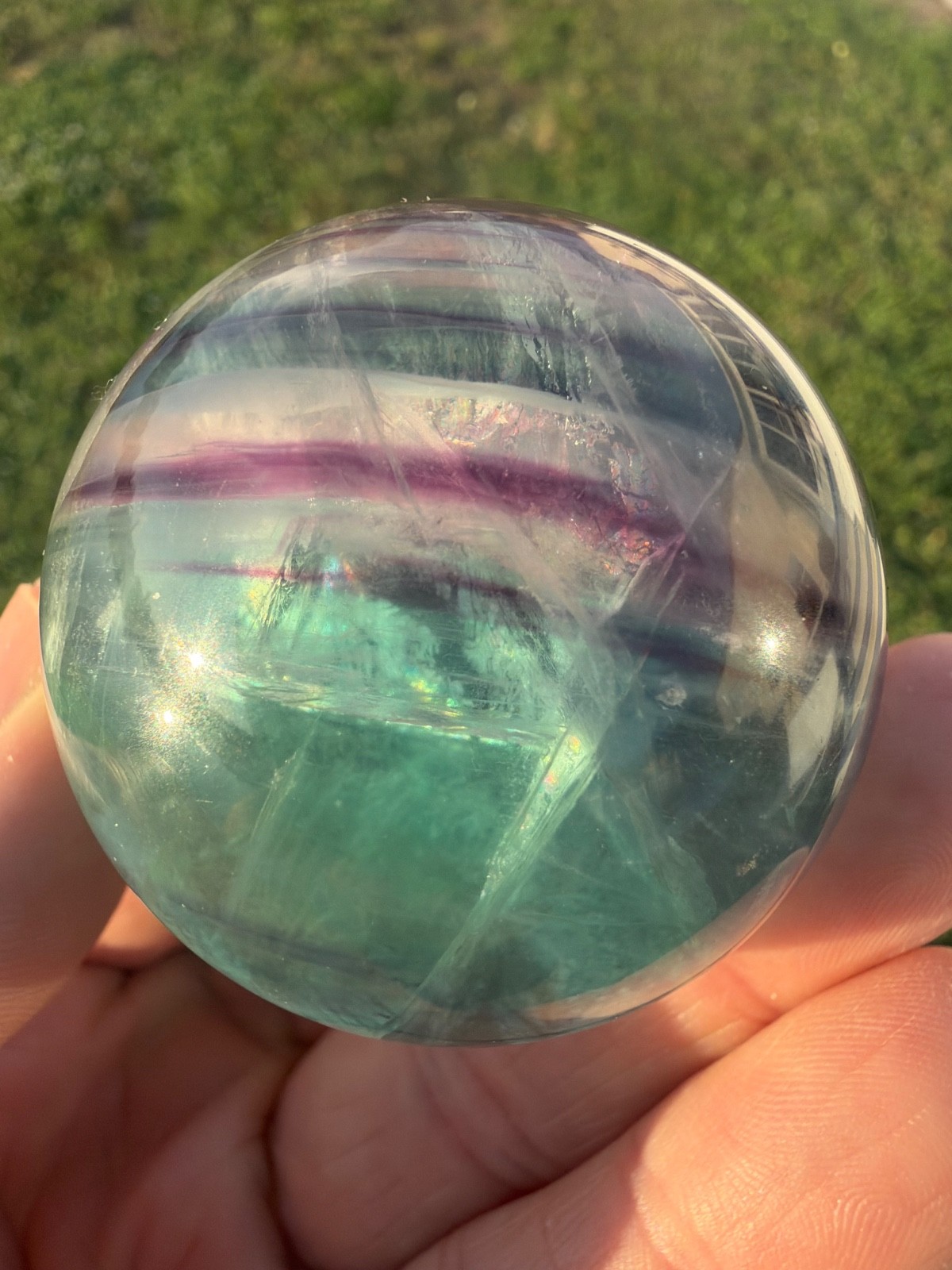 Natural Fluorite Sphere Crystal 50 mm Grade AA 205 grams