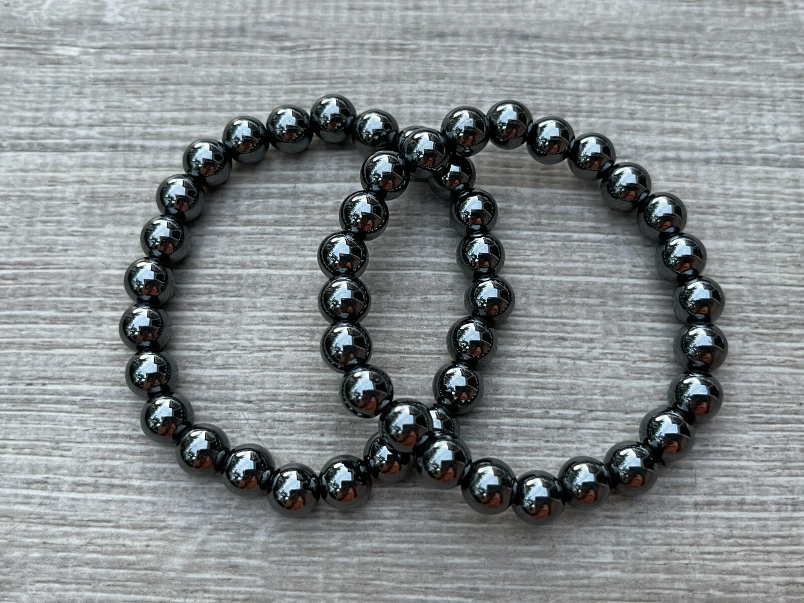 Grade A++ Hematite Crystal Bead Bracelet 8mm, Genuine Hematite Gemstone Bracelet