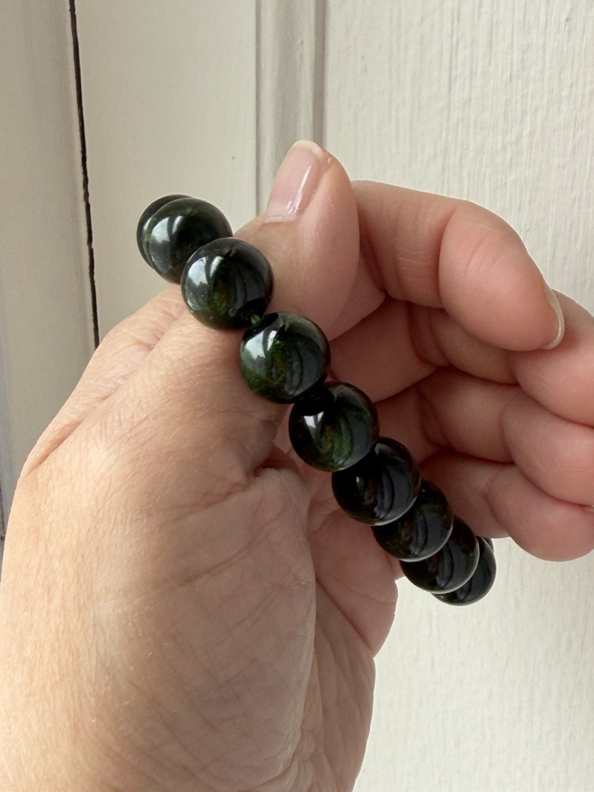 12mm Natural Chrome Diopside Crystal Bracelet 7.5”-7.75” Wrists