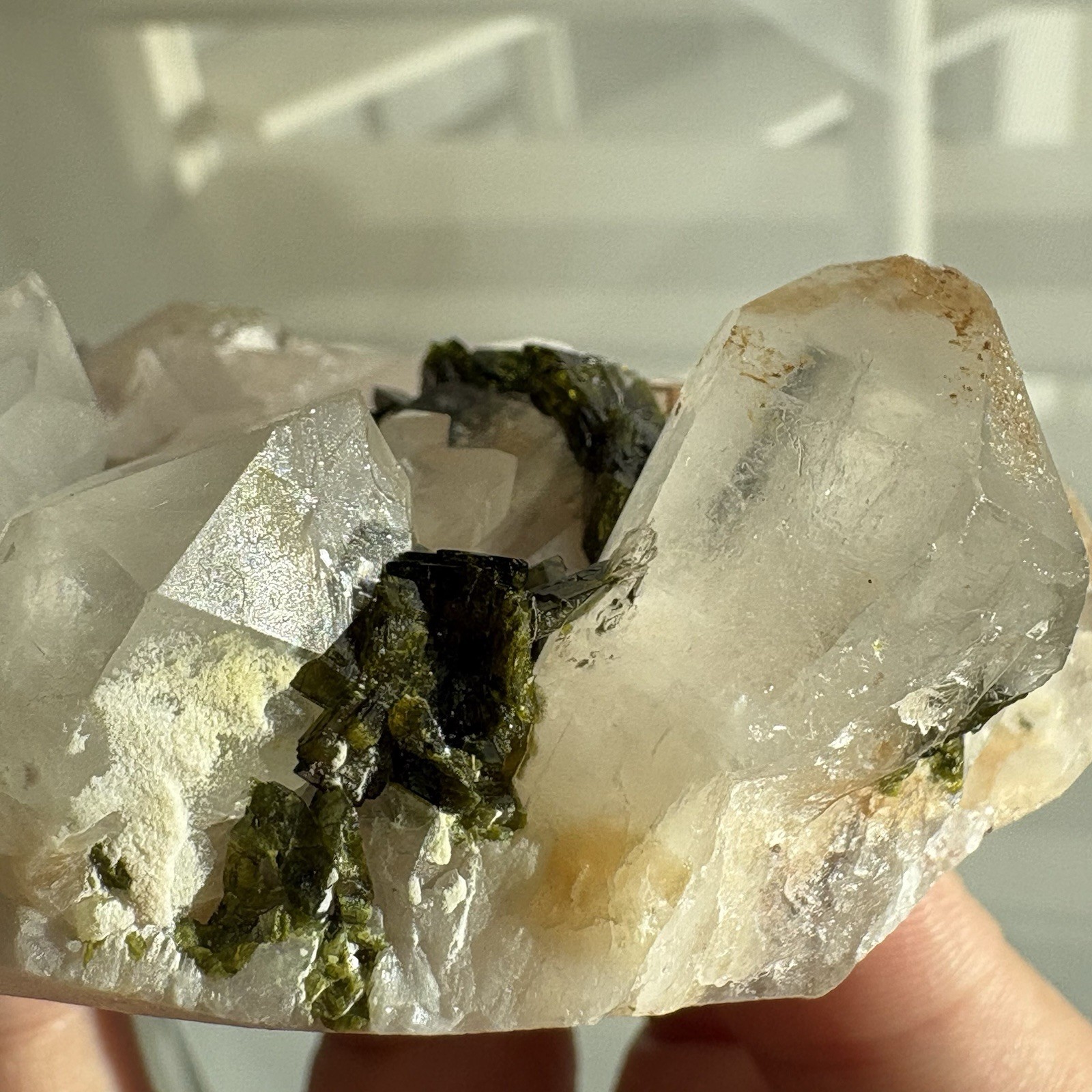 Natural Garden Quartz Epidote Cluster Raw Mineral Rare Specimen Healing