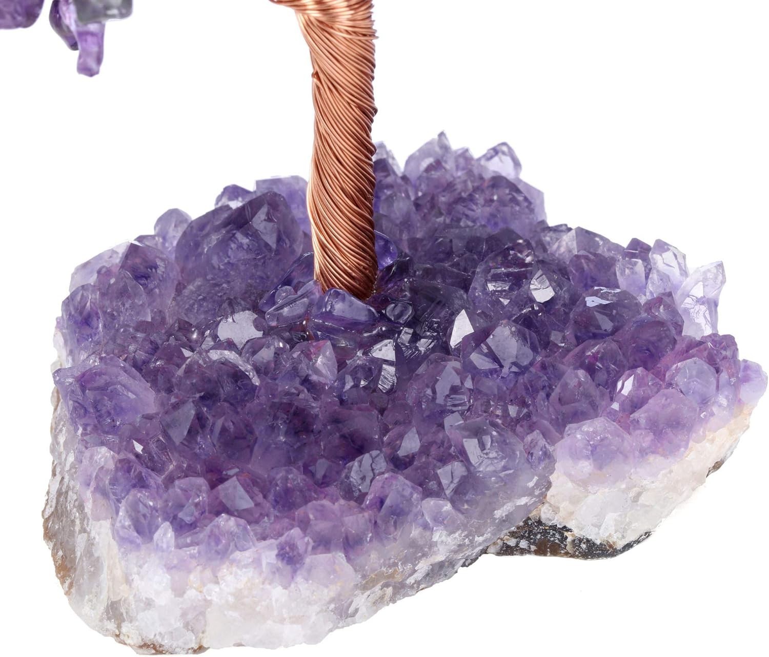 Natural Amethyst Healing Crystal Money Tree on Amethyst Cluster Geode Druzy B…
