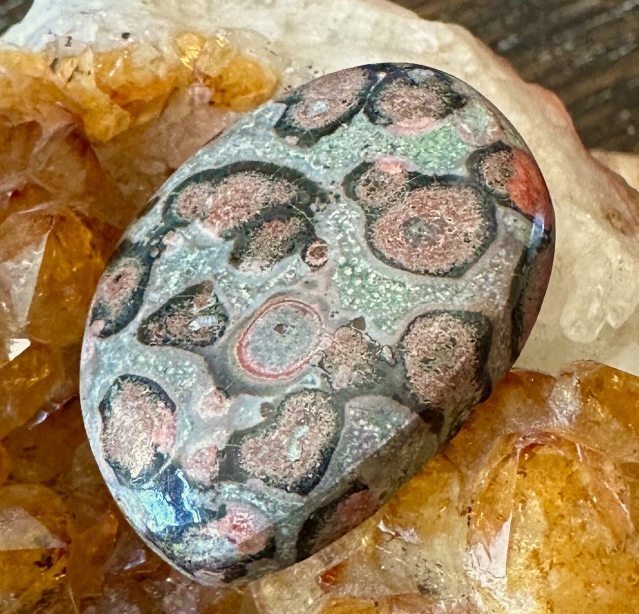 Unique Leopardskin Jasper Freeform Cabochon 34mm x 25mm