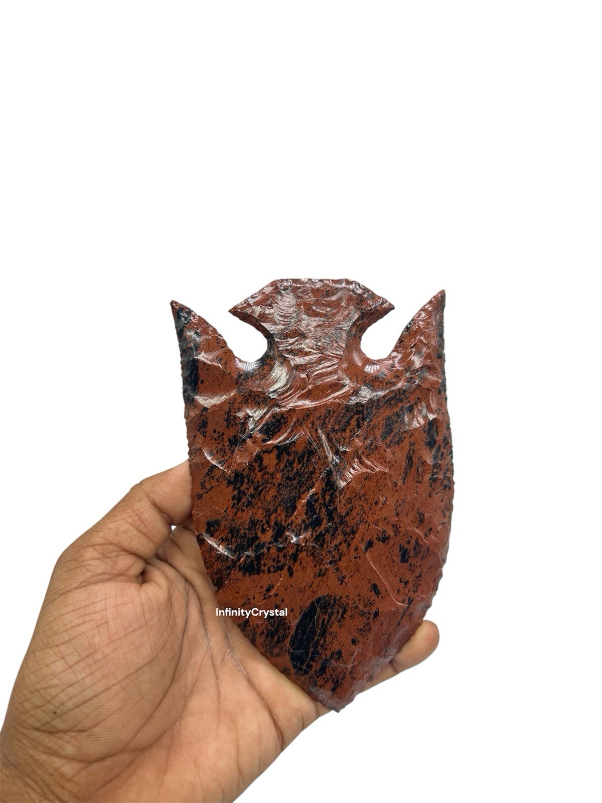 Mahogany Obsidian Fish Shaped Arrowhead Handcrafted Gemstone Tribal Decor Gift.