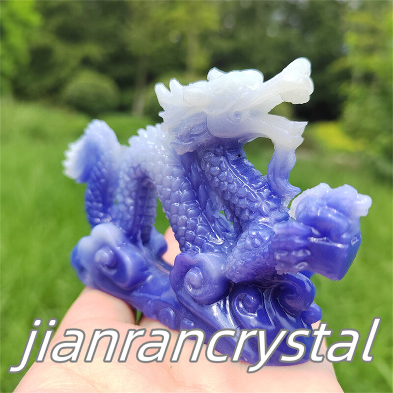 4″ Luminous Stone Dragon Skull Resin Decor Skull Reiki Chinese Dragon 1pc