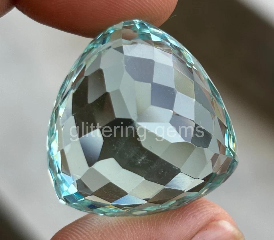 78 Ct Natural Aquamarine trillion Cut IGL Certified Sky Blue Loose Gemstone 5AOE