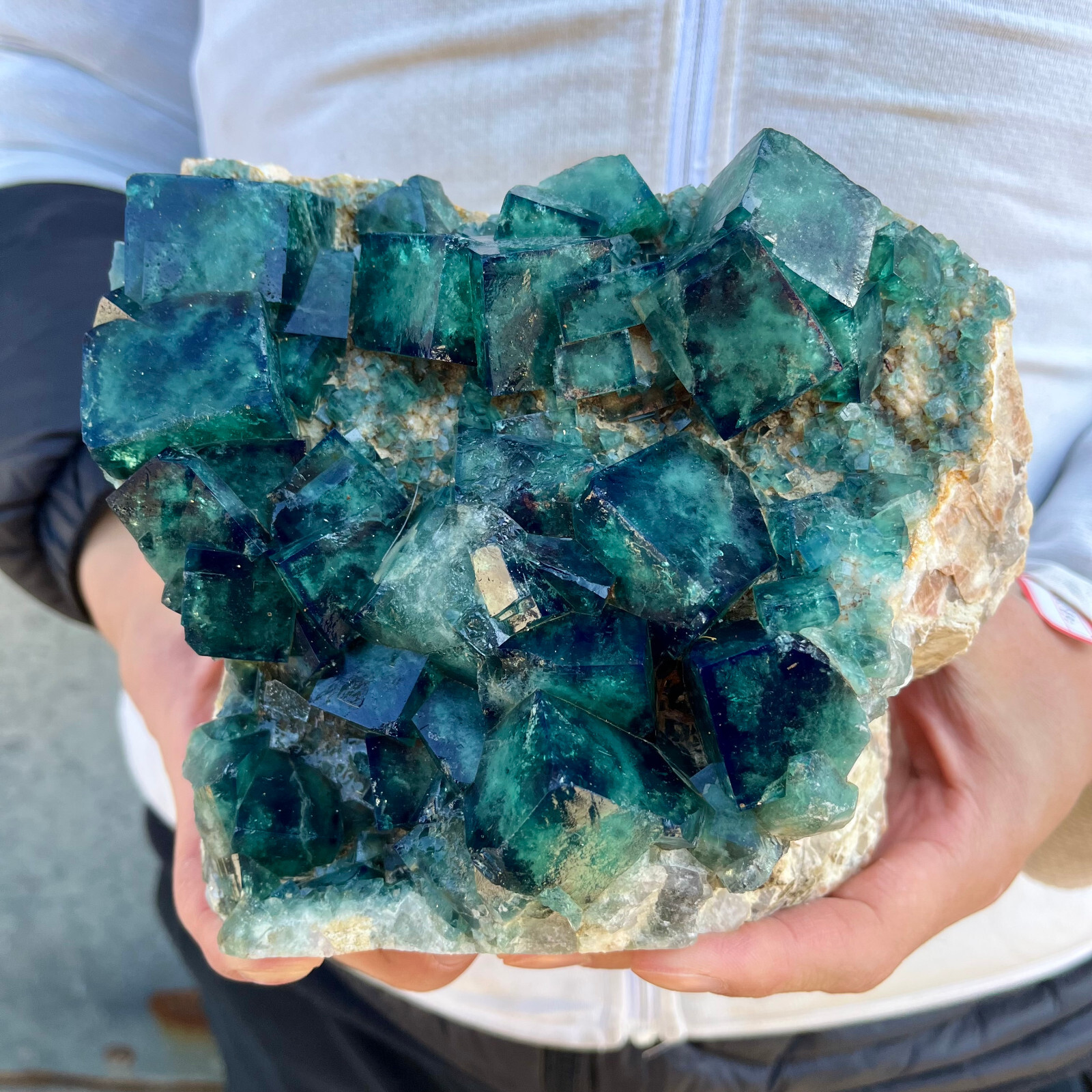 5.7lb NATURAL Green Cube FLUORITE Quartz Crystal Cluster Mineral Specimen