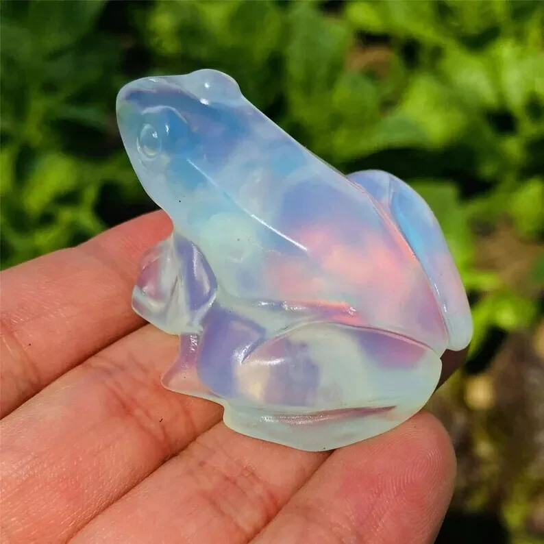 Genuine Opal Frog Sculpture Hand Carved Crystal Home Garden Decoration Gifts New