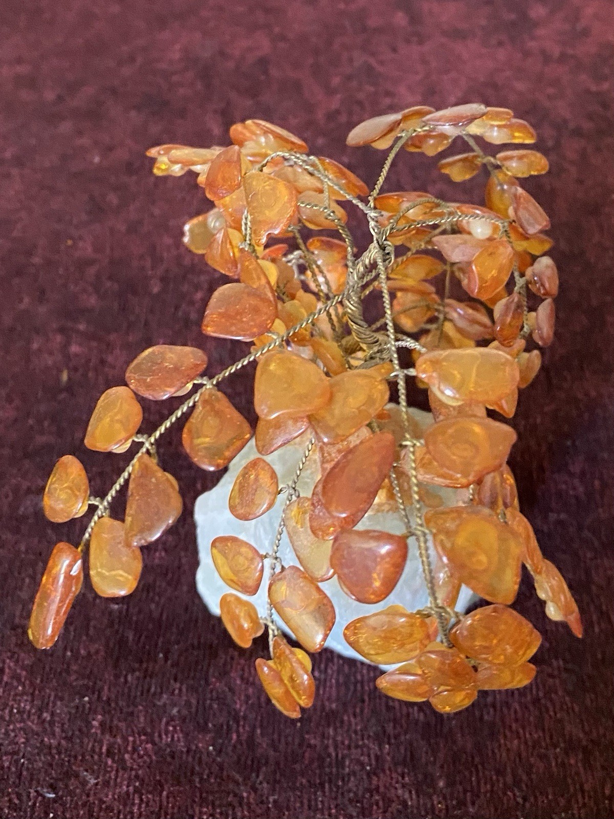 HEAVY PIECE OF QUARTZ CRYSTAL WITH WIRE TREE ADORNED BY TREE RESIN 5”H HEALING