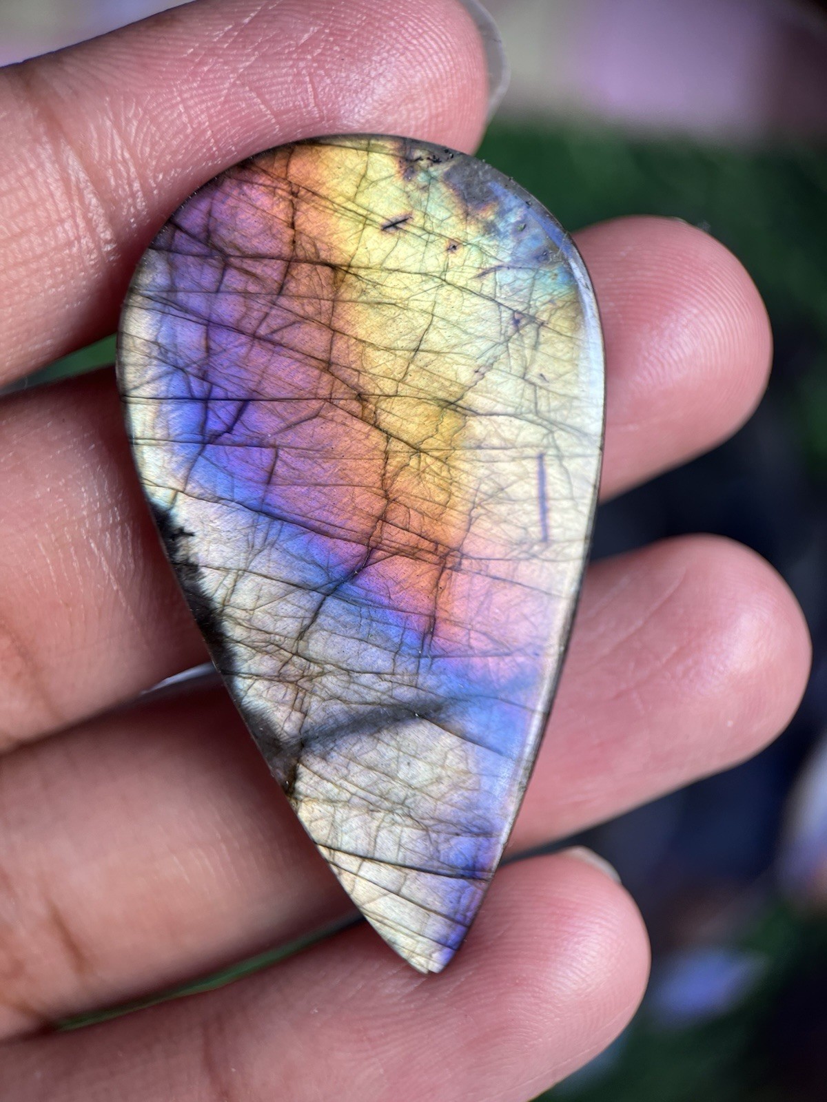 48 MM Spectrum Labradorite Palm Pocket Stone Crystal Gemstone Specimen 9.50 g