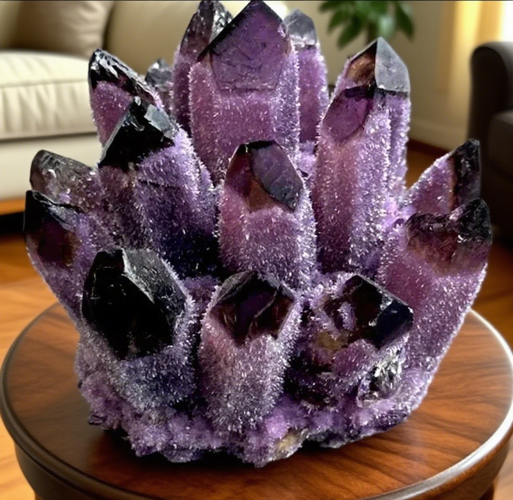 2100g+ Natural Rare Large Deep Purple Amethyst Crystal Cluster Mineral Specimens