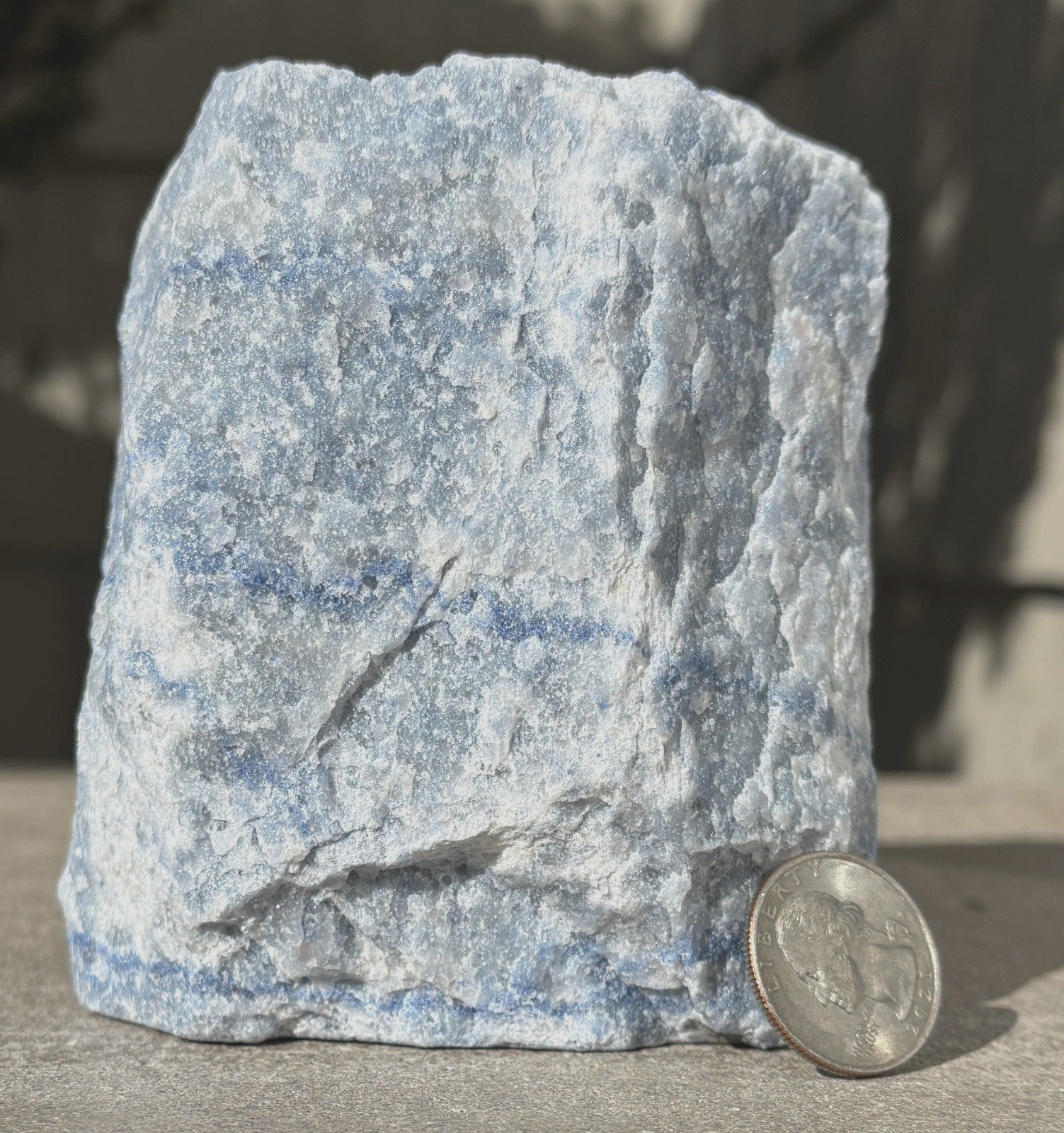 USA SALE 2.65LB BLUE QUARTZ VASE CONTAINER 4″x3.8″x3″ AVENTURINE PLANTER HOLDER